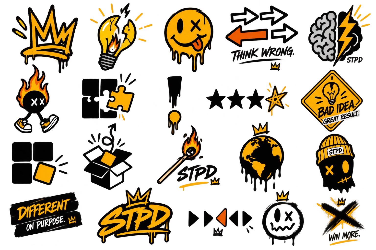 Original STPD graphic, label and sticker design collection